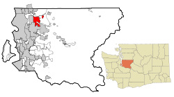 Location of Redmond within King County, Washington.