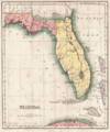 Under Spanish rule, Florida was divided by the natural separation of the Suwannee River into West Florida and East Florida (map: Carey & Lea, 1822).