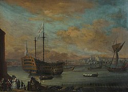 Őrhajó a Medway-n (ismeretlen művész, 1720 körül)