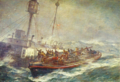 Oil painting by Bernard Finnigan Gribble of the rescue of the crew of LV Comet by RNLB Mary Stanford 1936