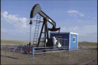 A pumpjack in Southern Alberta fueled by natural gas.
