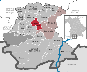 Li position de Schwaigen in li Subdistrict Garmisch-Partenkirchen