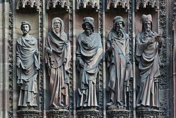 Naturalistic figures of Saints over west portal of Strasbourg Cathedral