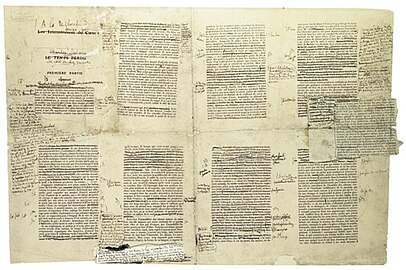 Manuscritos de Du côté de chez Swann com notas de revisão a mão feitas por Marcel Proust.