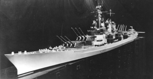 A scale model depicting what the Montana class would have looked like had they been completed