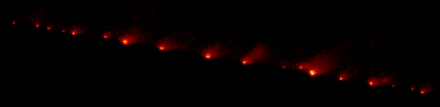 Vue de la comète fragmentée.