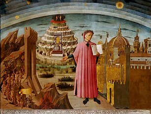 Dante i Domenico di Michelinos Den guddommelige komedie i katedralkirken i Firenze