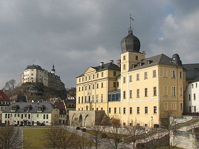 Greiz with Upper and Lower Castle (until 1918 state capital of the Principality of Reuss Elder Line)