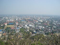 Picture taken from atop Khao Wang, looking down on the town of Phetchaburi