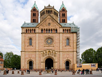 The 19th-century reconstruction of the westwerk of the Romanesque Speyer Cathedral. see above