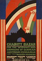 Poster for a 1916 charity bazaar raising funds for widows and orphans of the Central Power states