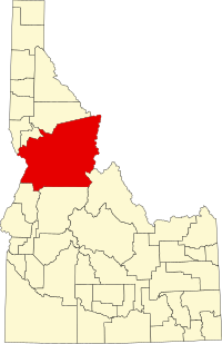 Map of Ajdaho highlighting Idaho County
