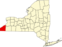 Map of New York highlighting Chautauqua County