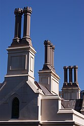 Chimneys on the Parliamentary Library in Wellington, New Zealand