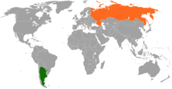 Map indicating locations of Argentina and Russia