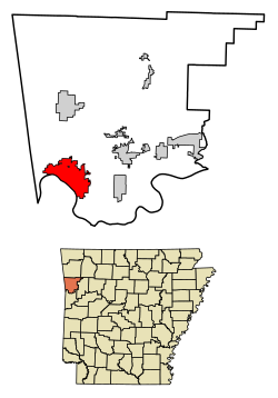 Location of Van Buren in Crawford County, Arkansas