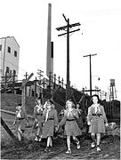A girl scout troop visits the X-10 Graphite Reactor in 1951