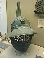 Room 69 - Roman gladiator helmet from Pompeii, Italy, 1st century AD