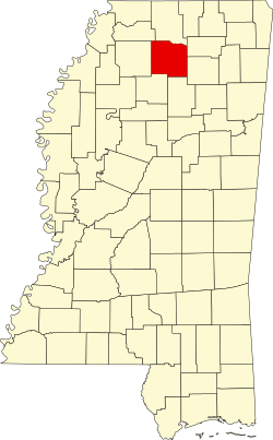 Karte von Lafayette County innerhalb von Mississippi
