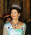A Rainha Sílvia usa várias vezes a Tiara Leuchtenberg.