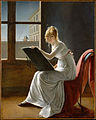 Marie-Denise Villers, Young Woman Drawing, 1801, thought to be her self-portrait, and her most famous and finest painting. Originally attributed to Jacques-Louis David.[1]