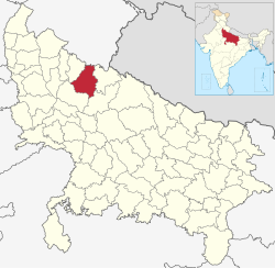 Location of Bareilly district in Uttar Pradesh
