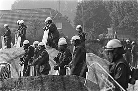 Polizeiabsperrung bei der Großdemonstration, 24. September 1977