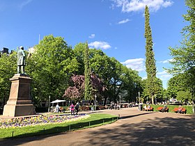 The Esplanadi Park in the city center of Helsinki, Finland, in 2020