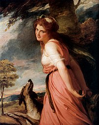 Emma, Lady Hamilton, later the mistress of Admiral Horatio Nelson, had herself painted by English painter George Romney posing as a Bacchante, dressed in pink. (1782–1784)
