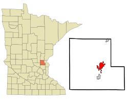 Location of the city of Cambridge within Isanti County, Minnesota
