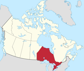Localização da província de Ontário no Canadá