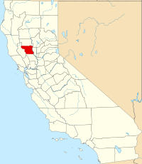 Kort over California med Colusa County markeret