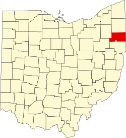 map of Ohio highlighting Mahoning County