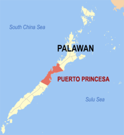 Map of Mimaropa with Puerto Princesa highlighted