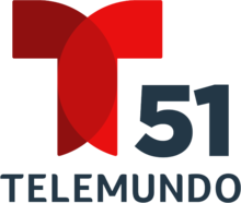 The Telemundo network logo, a T with two circular overlapping components. To the right and under the T, the number 51. Beneath it, in a sans serif, the word Telemundo.