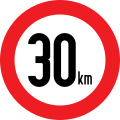 Geschwindigkeits­beschränkung (erlaubte Höchstgeschwindigkeit); ehemalig in Österreich verwendet