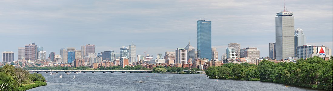View of the Charles River and Downtown Boston from the Boston University Bridge