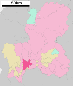 Location of Gifu in Gifu Prefecture