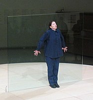 Marina Abramović during her seven performances in Seven Easy Pieces (2005), in the Solomon R. Guggenheim Museum