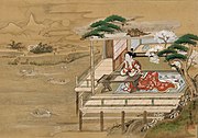 Murasaki Shikibu composing The Tale of Genji, by Yashima Gakutei (1786–1868).