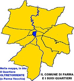 Mappa dei quartieri di Parma