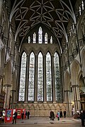The Five Sisters, transepto norte de la York Minster, combinación de lancetas, ejemplo de gótico temprano