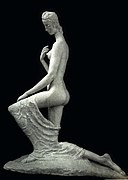 Wilhelm Lehmbruck, 1911, Femme á genoux (The Kneeling One), pedra fundida, 176 × 138 × 70 cm, cartão postal do Armory Show