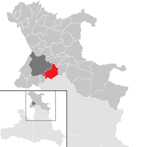 Lage der Gemeinde Elsbethen im Bezirk Salzburg-Umgebung (anklickbare Karte)