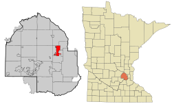 Location of the city of Crystal within Hennepin County, Minnesota