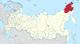 Localização do Okrug Autônomo de Tchukotka na Rússia.
