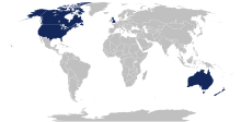 Map of UKUSA Community countries