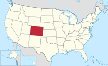 A map showing the location of the State of Colorado