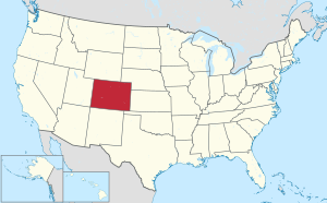 အမေရိကန်ပြည်ထောင်စု၏ မြေပုံ၊ ကော်လိုရာဒို အားအရောင်ခြယ်ပြထား