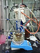 Toluene is refluxed with sodium-benzophenone desiccant before it is distilled to give pure oxygen- and water-free toluene.